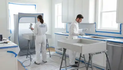 Professional kitchen cabinet painting in Naperville, IL by expert local house painters