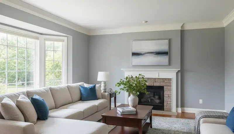 Finished interior painting in Naperville, IL with smooth walls and fresh modern colors by local house painters