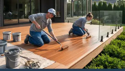 Professional deck staining and sealing in Naperville IL by expert house painters