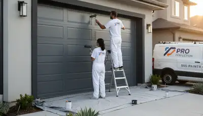 Professional garage door painting in Naperville IL enhancing curb appeal with durable finishes