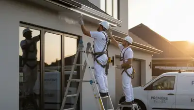 Professional gutter painting on home exterior in Naperville, IL by expert house painters