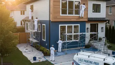 Professional house painters working on exterior home repainting in Naperville, IL