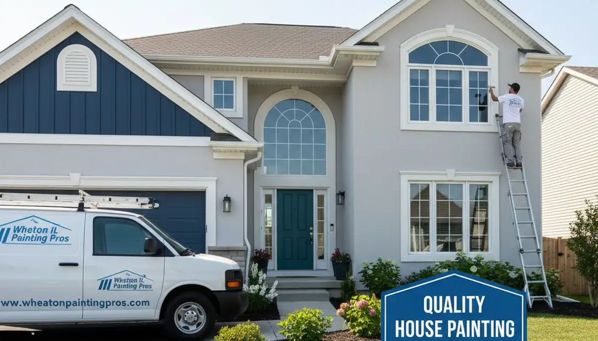 Professional house painters working on residential exterior in Naperville IL