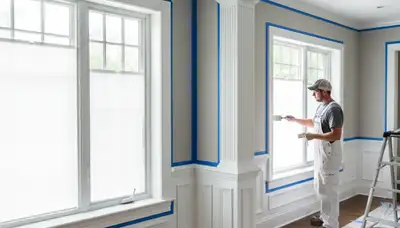 Professional interior trim painting with crisp lines highlighting Naperville IL home details