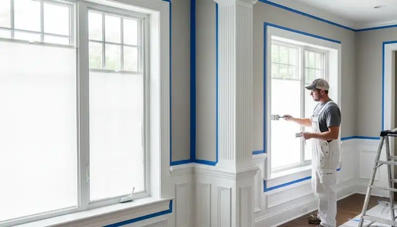 Professional interior trim painting with crisp lines highlighting Naperville IL home details