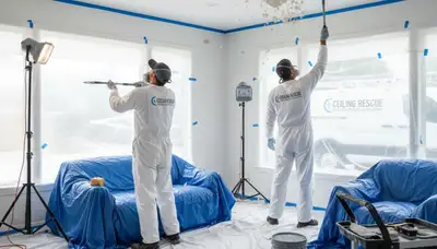 Professional popcorn ceiling removal in Naperville IL home for smooth modern ceiling finish