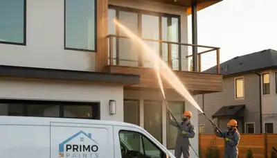 Professional pressure washing home exterior in Naperville, IL by expert house painting team