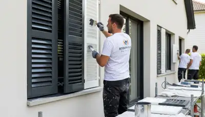 Professional shutter painting on a Naperville IL home exterior by expert local painters