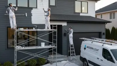 Professional siding painting on a Naperville IL home by expert local house painters