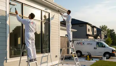 Professional trim and fascia painting on a Naperville IL home by expert local house painters